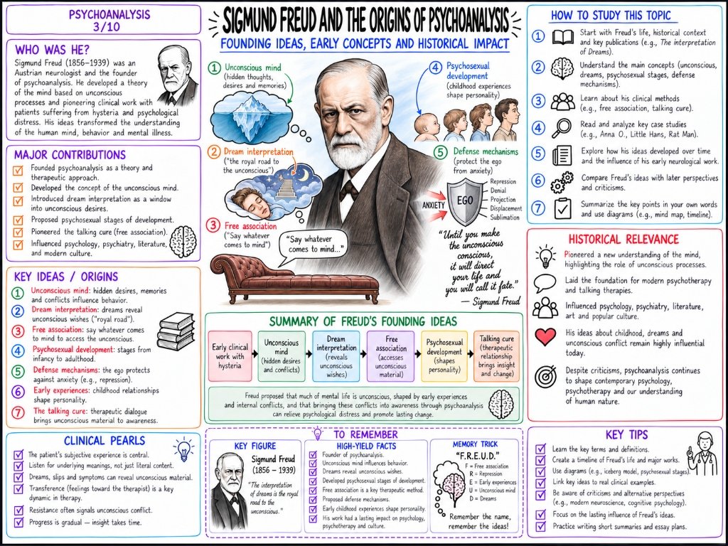 Sigmund Freud and the Origins of Psychoanalysis β Founding Ideas, Early Concepts and Historical Impact