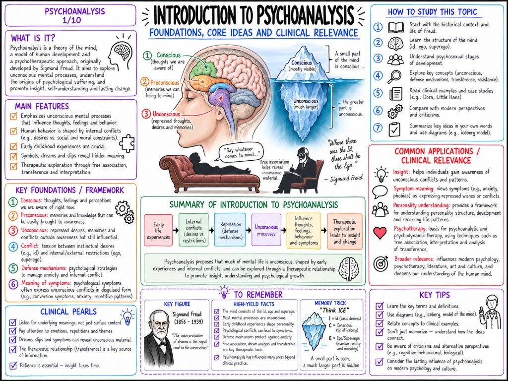 Introduction to Psychoanalysis β Foundations, Core Ideas and Clinical Relevance