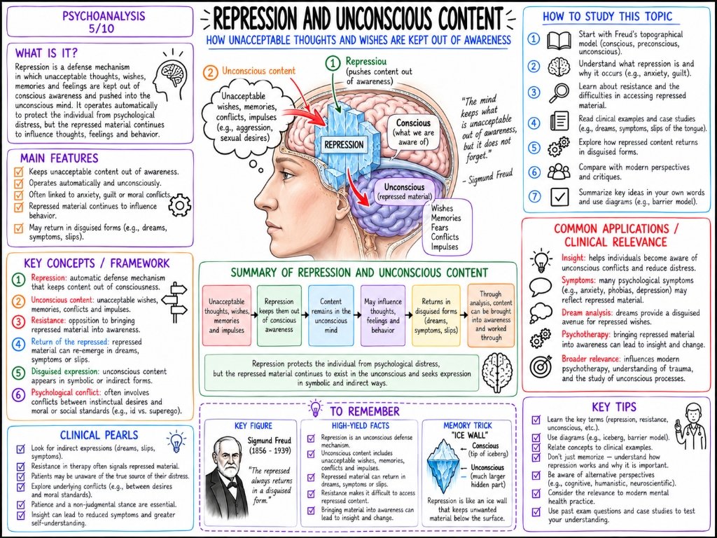 Repression and Unconscious Content β How Unacceptable Thoughts and Wishes Are Kept Out of Awareness